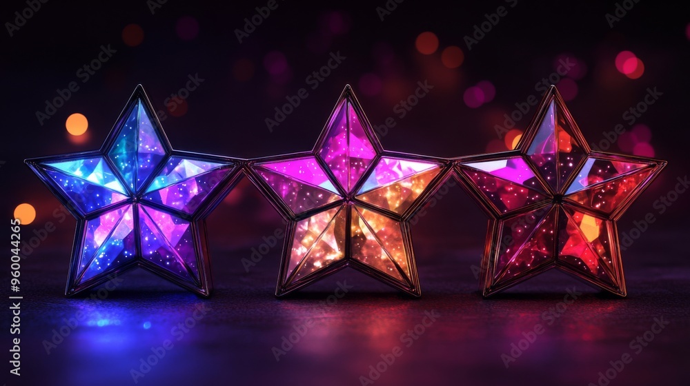 Wall mural Stained Glass Stars with Bokeh Background