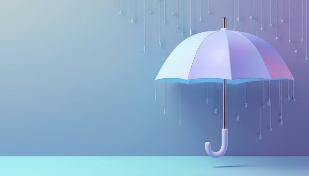 A serene illustration of an umbrella under gentle rain, representing protection and tranquility in modern design.