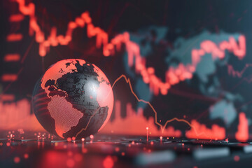 Globe on background of abstract financial graph