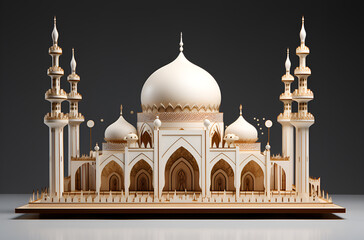 Obraz premium white islamic architecture on a white background, AI Generated