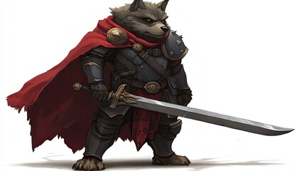 Obraz premium Cartoonized anthropomorphic wolf in fierce and dress - Unique illustration for animal lovers