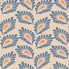 Seamless vector pattern print wallpaper background with paisley ornament ethnic art decor design 