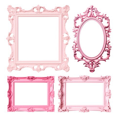 PNG pink vintage frame element set, transparent background