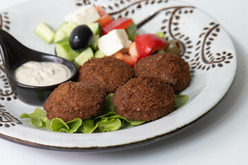 Traditional Arabian Food , Falafel with dipping , Hummus