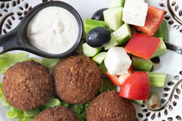 Traditional Arabian Food , Falafel with dipping , Hummus