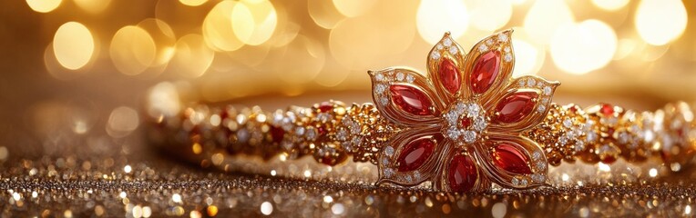 Raksha Bandhan Bracelet with Intricate Design and Glowing Background