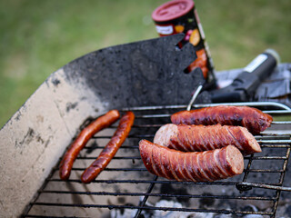 sausages on the grill