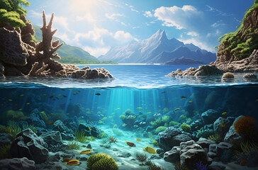 under water ocean background landscape. Generative Ai