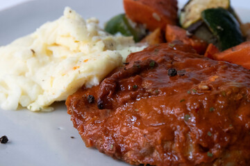 Healthy Food Concept, Grilled Chicken with grilled vegetable