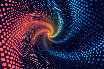 A dotted pattern forming an abstract spiral, with colors shifting from warm tones to cool tones