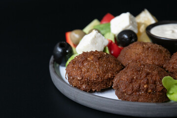 Traditional Arabian Food , Falafel with dipping , Hummus