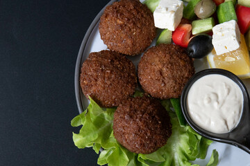 Traditional Arabian Food , Falafel with dipping , Hummus
