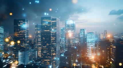 Obraz premium Futuristic city AI integration