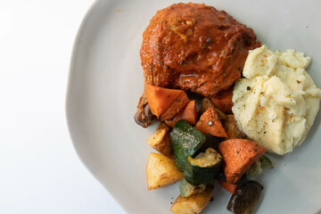 Healthy Food Concept, Grilled Chicken with grilled vegetable