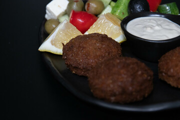 Traditional Arabian Food , Falafel with dipping , Hummus