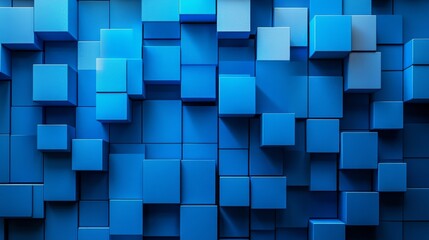 Abstract Blue Geometric Blocks Background