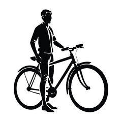 Trendy Silhouette of Cycle with man Vector Logo Icon Design