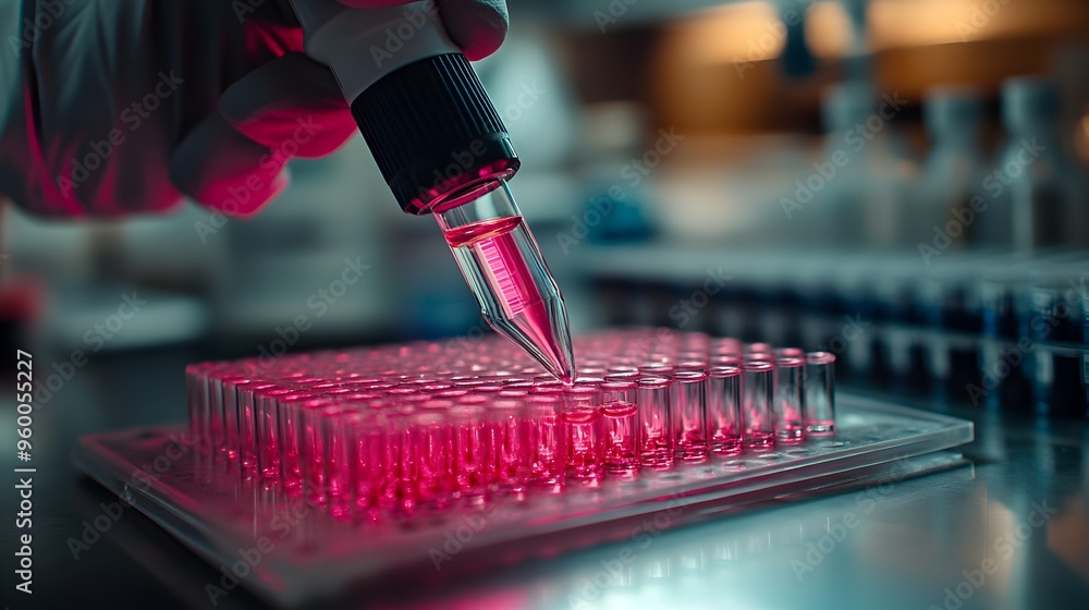 Poster close up of a crispr gene editing tool in a futuristic laboratory setting