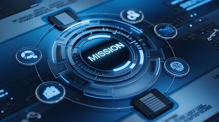 Obraz premium technology background, futuristic digital interface with the word 