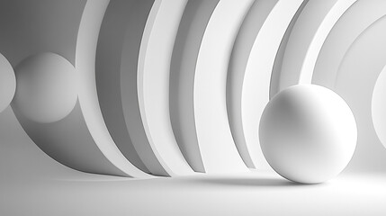 Minimalist design featuring smooth curves and shapes in monochrome, creating a serene and modern atmosphere.