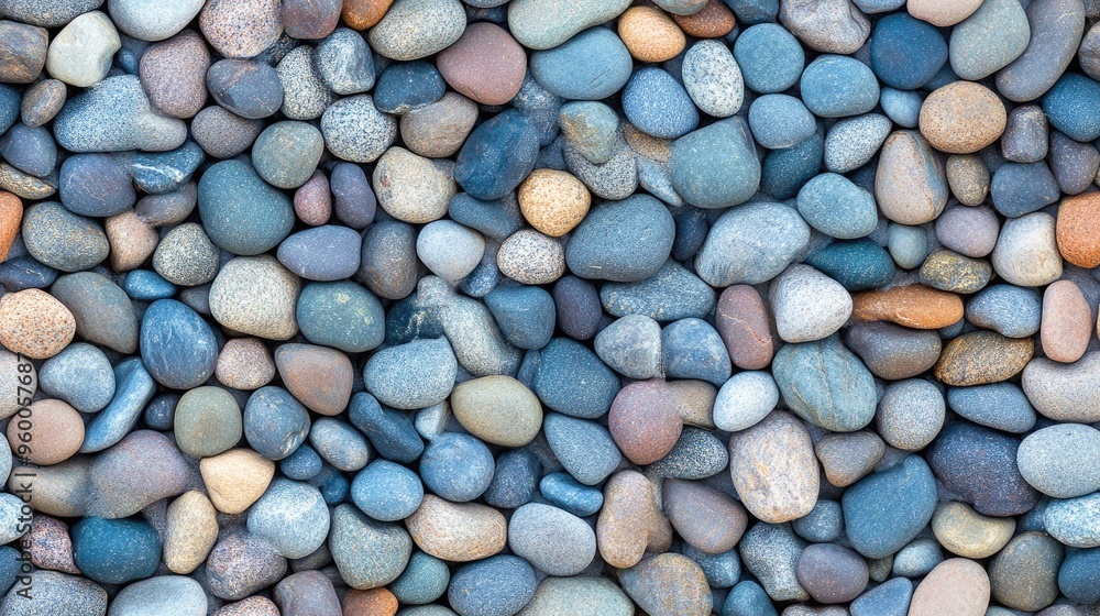 Poster a collection of smooth gray pebbles with hints of color creates a visually appealing texture ideal f
