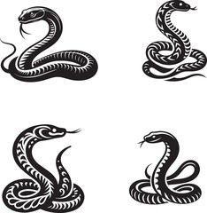 Fototapeta premium silhouette of clean vector of snake isolated on white background