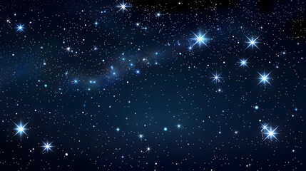 Fototapeta premium A beautiful image of bright stars twinkling in the dark night sky, showcasing the vastness and beauty of outer space with celestial bodies shining in the cosmos.