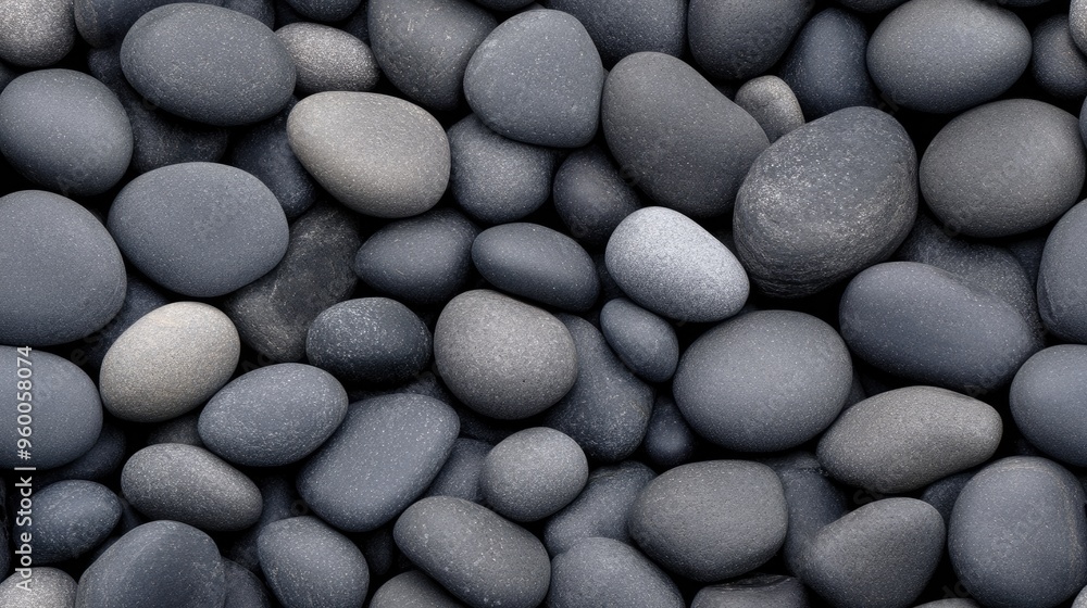 Poster a collection of smooth gray pebbles with hints of color creates a visually appealing texture ideal f