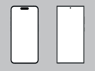 Smartphone Screens, Mobile Phone EPS 10, Template, Front View, Frame, Black, Minimalism, Mockup, Isolated, Vector Illustration