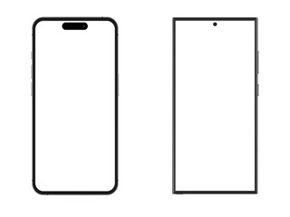 Smartphone Screens, Mobile Phone, Template, Front View, Frame, Black, Minimalism, Mokup, Isolated