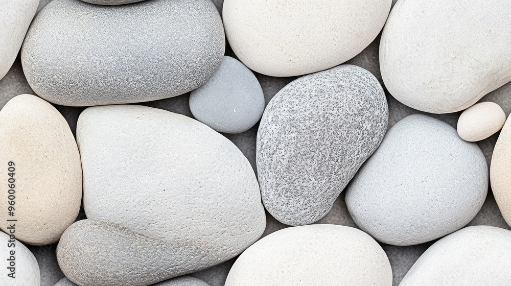 Poster a collection of smooth gray pebbles with hints of color creates a visually appealing texture ideal f