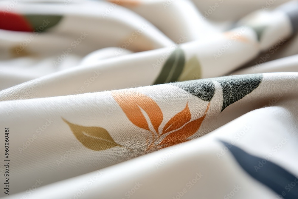 Poster luxurious fabric design with artistic leaf patterns on soft textured background