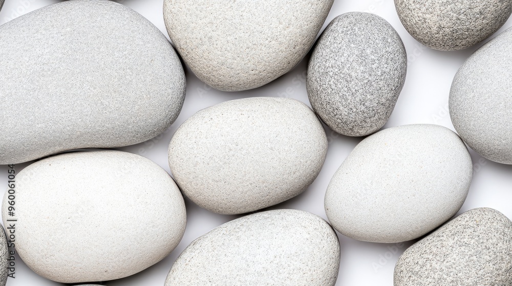Poster a collection of smooth gray pebbles with hints of color creates a visually appealing texture ideal f