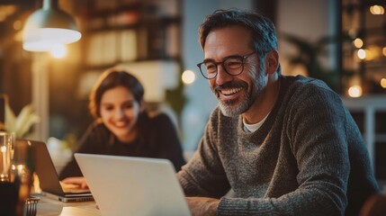 Man and Woman Working on Laptops in Cozy Environment
