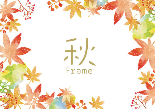 秋の紅葉水彩背景