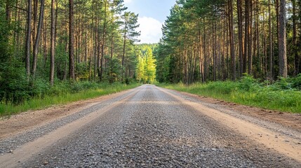 Fototapeta premium Gravel road in pine forest