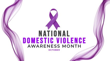 Domestic Violence awareness month. Purple color ribbon wave motion.