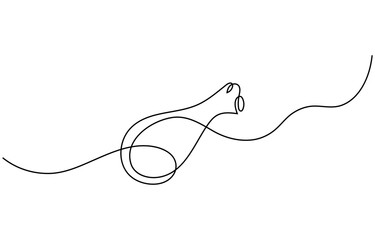 Fototapeta premium Single continuous line drawing of hot crispy fried chicken leg for restaurant logo emblem. Fast food cafe logotype template concept