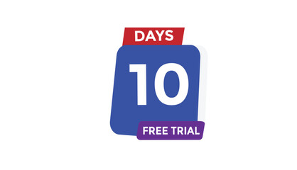 10 days free trial Countdown number banner templates. time icon. Vector Illustration 
