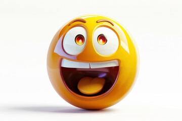 A zany face emoji icon with a glossy surface isolated on a white background