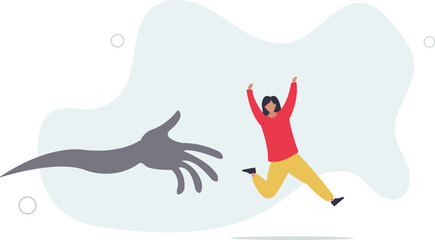 Fear or struggle from business failure, anxiety, depression or panic attack, afraid or negative feeling,flat design with people.