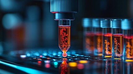 Closeup of a liquid biopsy sample being analyzed for circulating tumor DNA on a digital screen