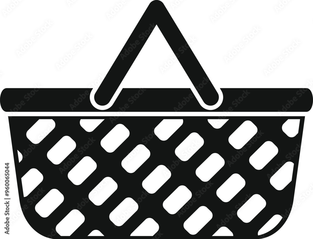 Poster empty shopping basket with handle up icon in simple style isolated on white background