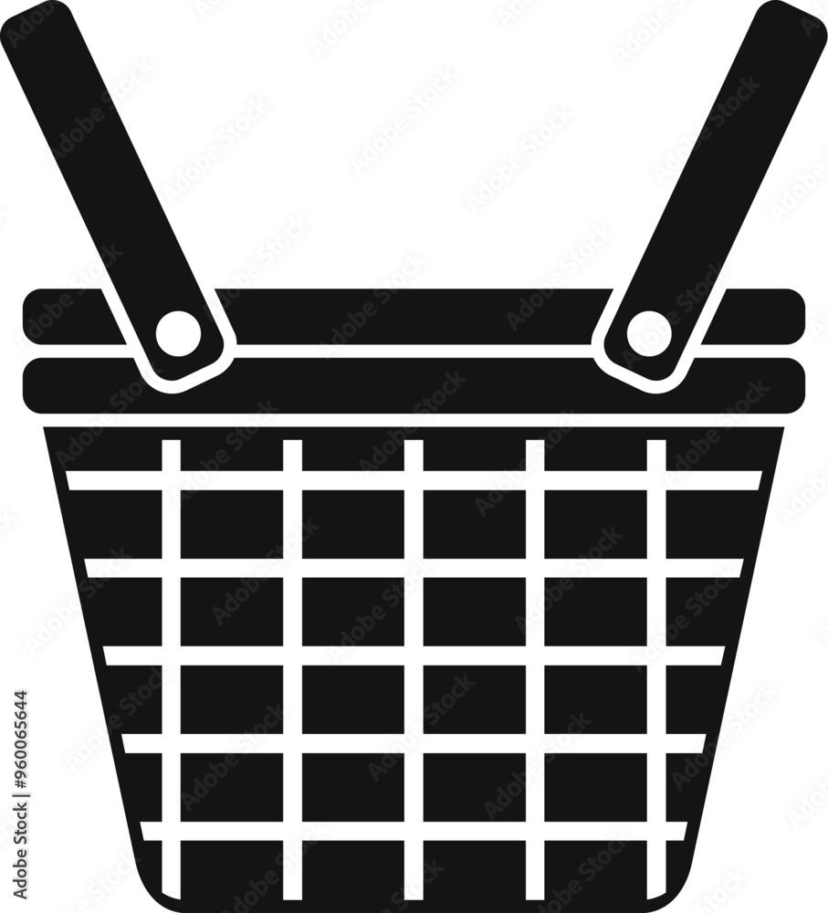 Poster this simple vector icon of an empty shopping basket is perfect for projects related to retail and co