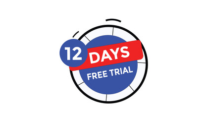 12 days free trial Countdown number banner templates. time icon. Vector Illustration 
