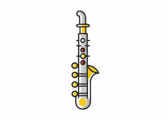 Thin line icon of a clarinet music instrument on white background
