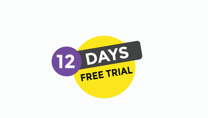 12 days free trial Countdown number banner templates. time icon. Vector Illustration 
