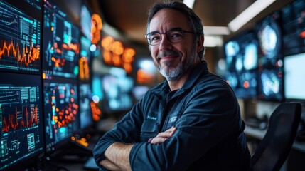 Cybersecurity Expert in Control Room