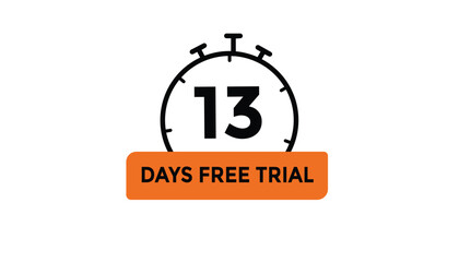 13 days free trial Countdown number banner templates. time icon. Vector Illustration