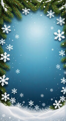 christmas background with christmas tree and snowflakes